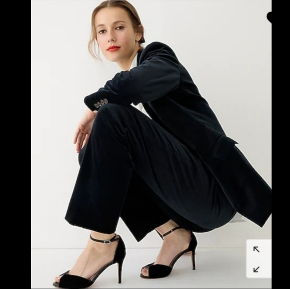 J Crew Full Length Kate Straight Leg Holiday Pants In Stretch Velvet